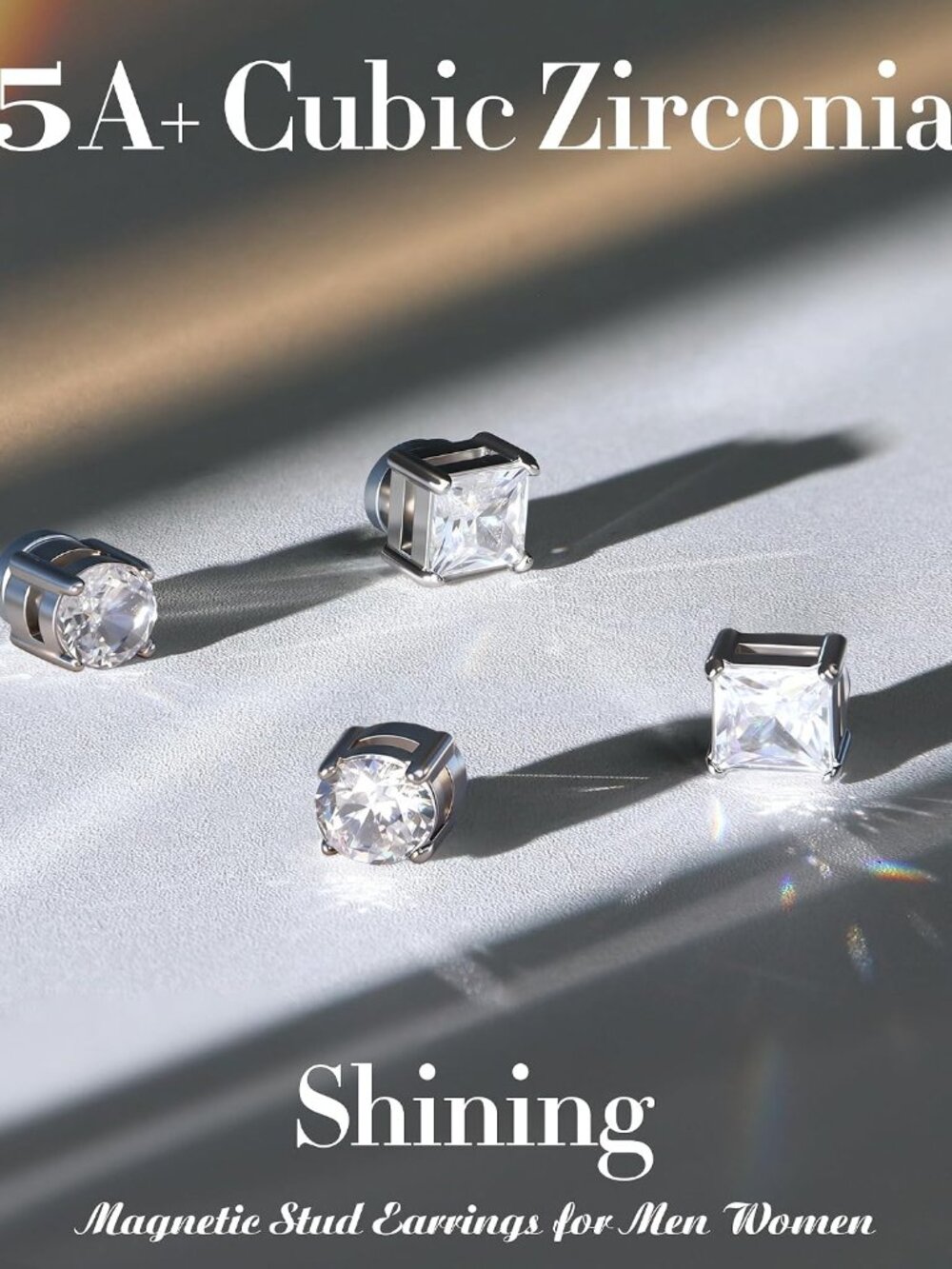 2 Pairs Magnetic Earrings for Men Women 5-8MM CZ Clip On Earrings - Picture 5 of 8
